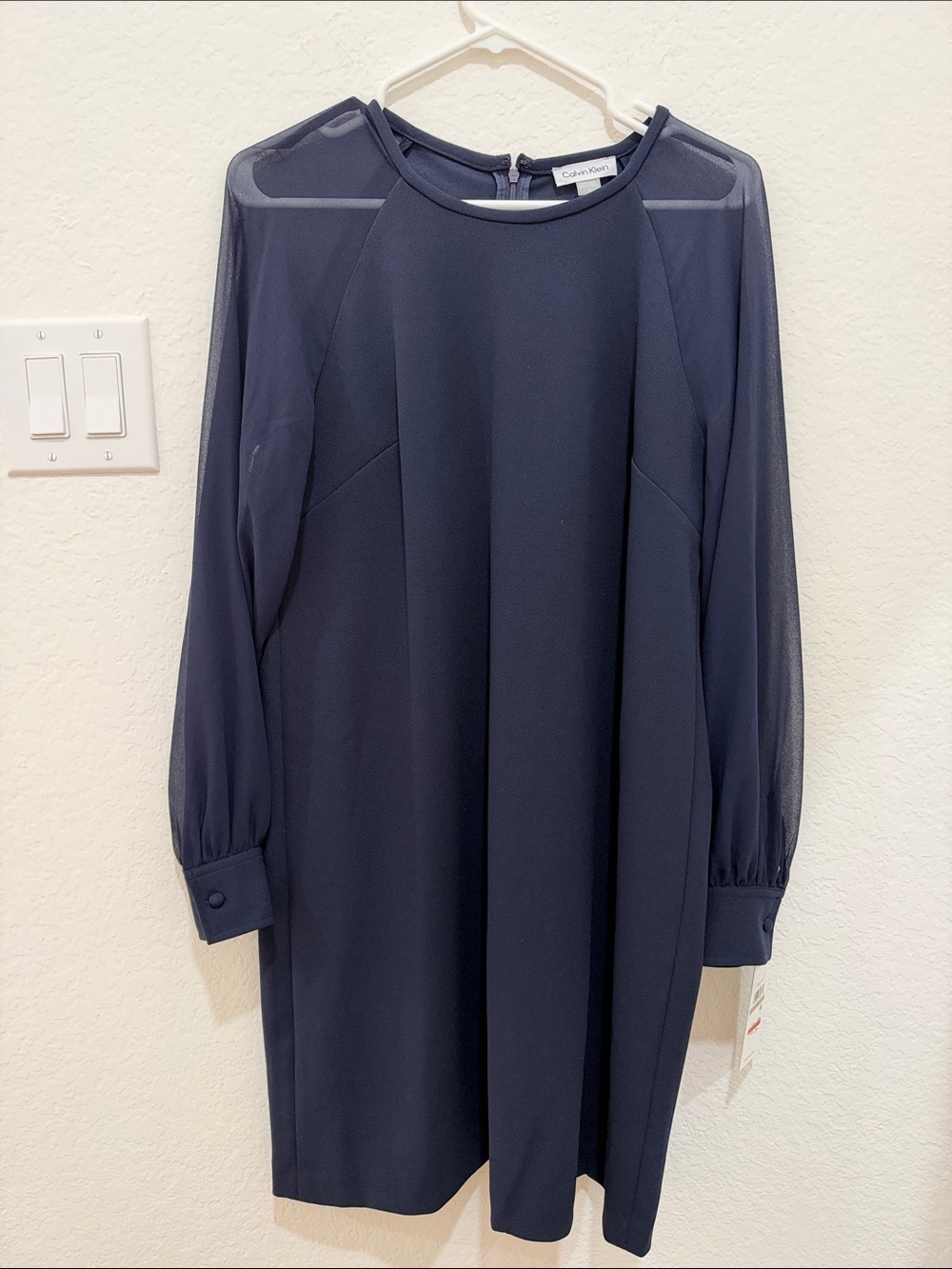 Calvin Klein Dark Navy Long-Sleeve Shift Dress
